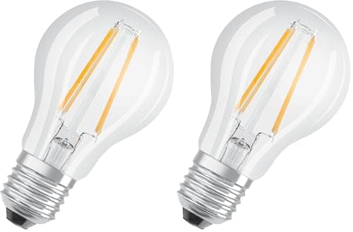 OSRAM LED Base Classic A Lampada, Attacco: E27, Bianco Caldo, 2700 Kelvin, 7 W, Ricambio per Lampadina da 60 W, Trasparente, Confezione da 10