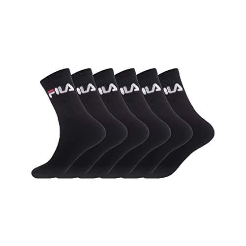 FILA Calzini Uomo Cotone Set di 6 Calze Sportive Uomo, Vestibilità Perfetta e Traspirante, Nero, Taglie 43/46