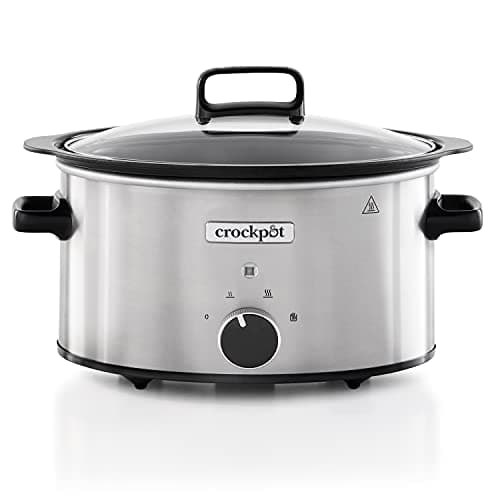 Crock-pot Pentola per Cottura Lenta, Slow Cooker, 3.5 Lt, fino a 4 Persone, Sizzle&Stew, Pentola interna in alluminio per rosolare sul fuoco, 2 Impostazioni Cottura e Funzione Warm, 210W max, Argento