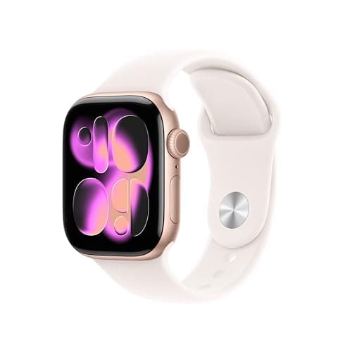 Apple Watch Series 11 GPS, Cassa 42 mm in alluminio color oro rosa con Cinturino Sport rosa fard - M/L