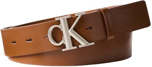 Calvin Klein Monogram Buckle 35Mm Lv04D7016G Cinture, Brown (CK Cognac/Pewter), 110 cm Adulto