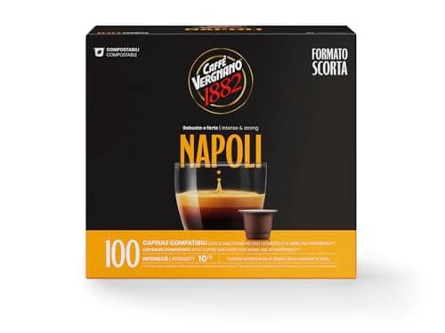 Caffè Vergnano 1882 - 100 Capsule - Caffè Compostabili e Compatibili con Nespresso, Napoli - Pack da 100 capsule