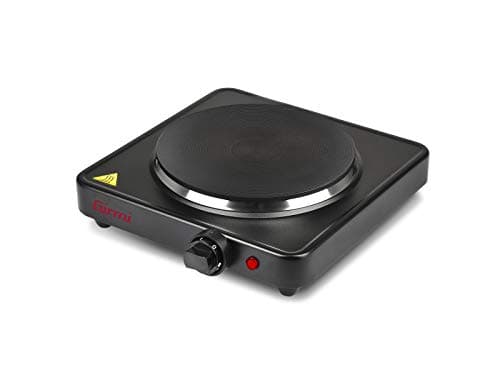 Girmi PE26 Piastra Elettrica in Ghisa, 1500 W, Singola, 5 livelli di regolazione temperatura, Diametro 18.5 cm, Nera
