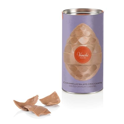 Venchi - Uovo di Cioccolato,150 Gr, Gusto Caramello e Toffee Salato con Granella Croccante, Senza Glutine, con Sorpresa, Collezione Pasqua Venchi, Idea Regalo