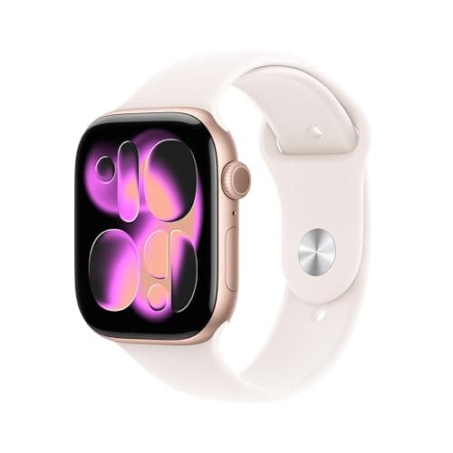 Apple Watch Series 11 GPS, Cassa 46 mm in alluminio color oro rosa con Cinturino Sport rosa fard - S/M