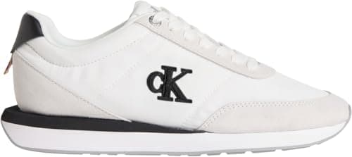 Calvin Klein Retro Runner Lace Up Nylon MG Yw0Yw01990, Basso Top Donna, White (Bright White/Black), 39 EU