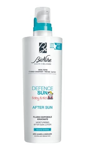 Bionike Defence Sun - Fluido Doposole Corpo Baby & Kid, per Pelli Sensibili e Intolleranti, Azione Riparatrice e Lenitiva, Riduce Rossore e Contrasta Secchezza della Pelle, 200 ml