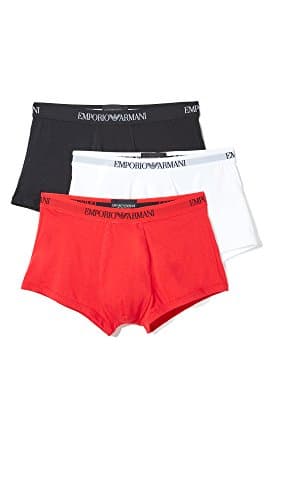 Emporio Armani 3-Pack Boxer Pure Cotton, Boxer, Uomo, Nero (White/Red/Black), XL