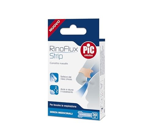 Pic Solution RinoFlux Strip Cerotti Nasali Respira bene, facilitano la respirazione, Donano immediato sollievo dai disturbi della Congestione Nasale, Confezione da 30 Pezzi, Dimensioni Standard