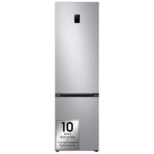 Samsung EcoFlex AI RB38C672CSA/EF Frigorifero Combinato, WiFi, SpaceMax, Total No Frost, All Around Cooling, Motore Digital Inverter Garantito 20 Anni, 390 L, LxAxP: 59,5 x 203 x 65,8 cm, Silver Inox
