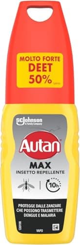 Autan Max, Deet 50%, Spray Antizanzare, Insetto Repellente, Viaggi Tropicali e Zone Infestate, Protezione fino a 10 ore, Contro Zanzare che Possono Trasmettere Dengue e Malaria, 1 Confezione da 100ml