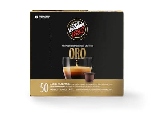 Caffè Vergnano 1882 - 50 Capsule - Caffè Compostabili e Compatibili con Nespresso, Oro - Pack da 50 capsule