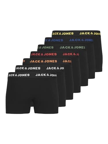 JACK & JONES Jacbasic Trunks - Confezione Da 7 Bicchieri Noos Jnr, Trunks. Bambini e ragazzi, Nero - Bianco - Giallo - Arancione - Rosso - Verde - Blu, 140