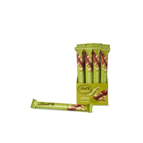 Lindt LINDOR Snack Cioccolato al Latte con Pistacchio, Formato 38g, 24 pezzi