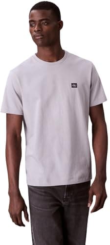 Calvin Klein Uomo T-Shirt Maniche Corte Badge Jersey Classic Tee in Cotone, Grigio (Formal Gray), S