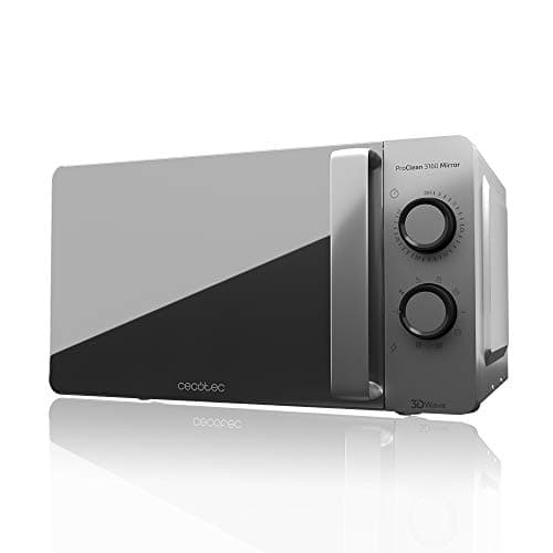 Cecotec Forno a Microonde con Grill ProClean 3160 Mirror da 20 Litri, 700 W con 6 livelli, Grill 800 W Rivestimento Ready2Clean per una migliore pulizia Tecnologia 3DWave Timer Design effetto specchio