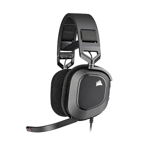Corsair HS80 RGB USB Cuffia Gaming con Microfono Premium con Audio Surround 7.1, Microfono Broadcast Omnidirezionale, Controlli per Volume e Mute sul Padiglione, Illuminazione RGB Dinamica, Carbonio