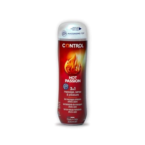 Control Hot Passion Gel Massaggio 3 in 1 A Base D'Acqua con Effetto Riscaldante - 100% Made in Italy - 200 Ml