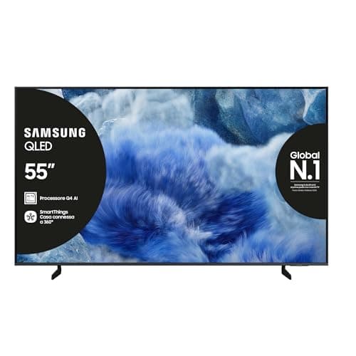 Samsung QLED 4K Vision AI Smart TV 55'' QE55Q8FAAUXZT, Q8F, Q4 AI Processor, 4K Upscaling, OTS Lite, Air Slim Design, 100% di Volume Colore con Quantum Dot, PACCHETTO INTRATTENIMENTO, 2025