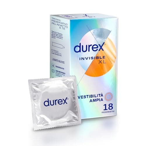 Durex Invisible XL, Preservativi Ultra Sottili e Extra-Large, 18 Profilattici