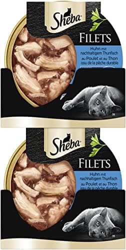 Sheba Filetti – Finissimo cibo umido per gatti nella ciotola – pollo con tonno sostenibile – 16 x 60 g