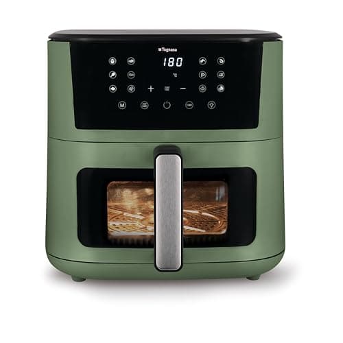 Tognana Iridea, Friggitrice ad aria 10L, doppia resistenza, display digitale, timer, 80-200°C, finestra, 2300W, Verde Salvia