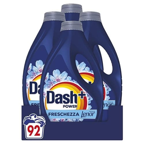 Dash Power Detersivo Liquido Lavatrice, 92 Lavaggi (4x23), Freschezza Di Lenor, Risveglio Primaverile, rimuove addirittura gli odori di sudore vecchi di 7 giorni, per una pulizia impeccabile