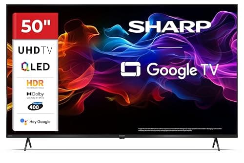 Sharp 50HP5365E - GOOGLE TV, 50" UHD, FRAMELESS, 60Hz, QLED, HDR10, Dolby Vision HDR, Google Assistant con microfono, Chromecast, Bluetooth, DOLBY Atmos 2x12W, HDMI 2.1 x4, USBx2, Colore nero