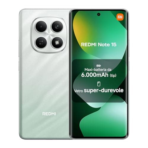XIAOMI Redmi Note 15, Smartphone 8+128GB, Batteria da 6000 mAh, Resistenza all’acqua, Fotocamera super nitida da 108 MP, Display FHD+ da 6,77", Verde Foresta, Garanzia 2 anni, Caricatore non incluso