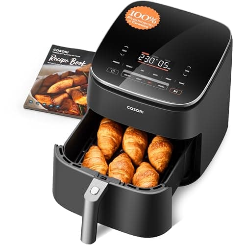 COSORI Friggitrice ad Aria Turbo Blaze 6 Litri, Rivestimento Ceramico Senza PFAS, Air Fryer con DC Motore, 9 Funzioni & 5 Velocità della Ventola Automatica, 110 Ricette & 96 Tabelle di Cottura, 1725W