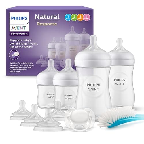 Philips Avent Set regalo per neonati con biberon - 4 biberon, 2 tettarelle extra, ciuccio ultra soft e spazzola per biberon, per bambini da 0-12 mesi in su (modello SCD838/13)