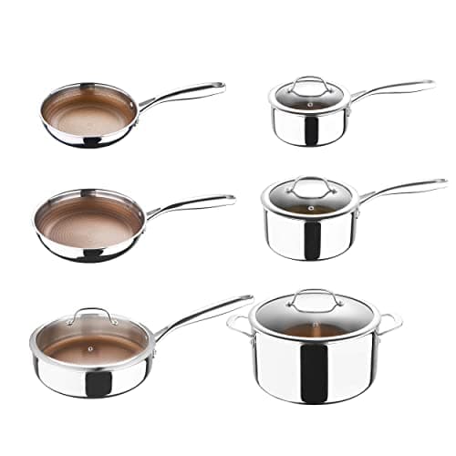 MasterPRO GIRO - Set di pentole - Include pentole e padelle - Acciaio inox - Rivestimento antiaderente - Adatto per il forno e per tutti i piani cottura