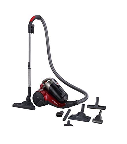 Hoover REACTIV RC81_RC25011 Aspirapolvere a Traino Senza Sacco, 800W, 2 Litri, 75 dBA, Ciclonico, Filtro Epa, Spazzola Parquet, Mini Turbo Spazzola, Rosso