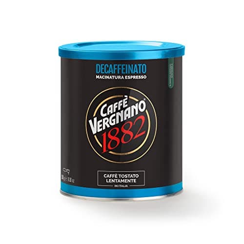 Caffè Vergnano 1882 Lattina - Caffè Macinato Decaffeinato, Per macchina - Caffè espresso, Confezione da 250g, 1 pezzo