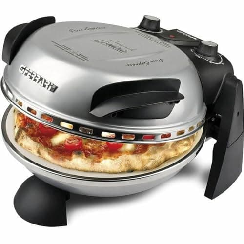 G3 Ferrari G10006 Pizza Express Delizia, Forno Pizza, 1200 W, Termostato regolabile 400°C, Pizza fragrante in 5 minuti, Doppia resistenza riscaldante, Ricettario e Palette inclusi, Argento
