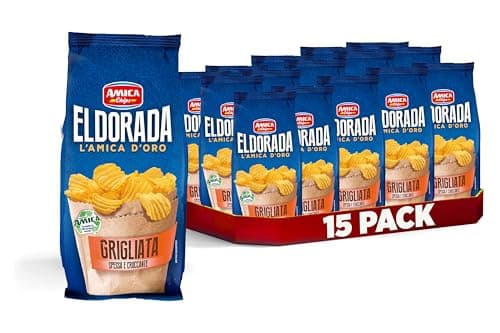 AMICA Chips | Eldorada Patatine Ricetta Grigliata, Lenta Cottura, Taglio Spesso e Croccante, Senza Glutine, 15 Pezzi x 130 gr
