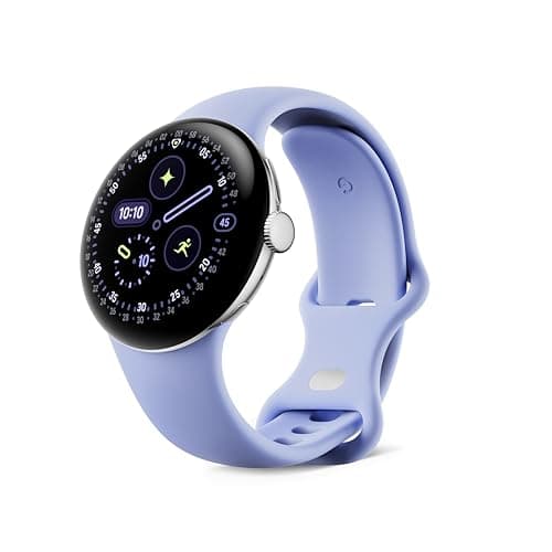 Google Pixel Watch 4 (41 mm) - Smartwatch Android con tracker per fitness e benessere, e assistente virtuale Gemini - Cassa in alluminio argento lucido - Cinturino sportivo viola ametista - Wi-Fi
