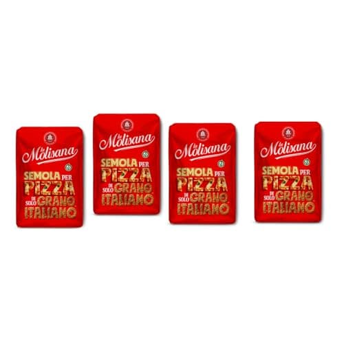 La Molisana, Kit Semola di Grano Duro per Pizza, Kit Composto da 4 Confezioni di Semola di Grano Duro Italiano per Pizza da 1 Kg, Ideale per la Preparazione di Pizza Croccante