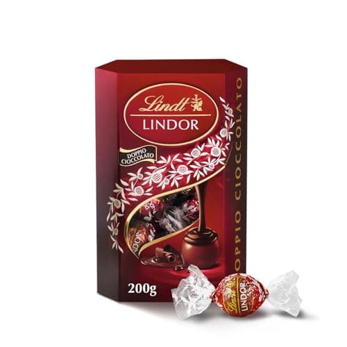 Lindt Lindor Doppio Cioccolato Praline di Cioccolato al Latte con Ripieno Fondente 16 Cioccolatini, Confezione da 200g