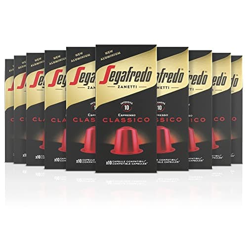 Segafredo Zanetti 100 Capsule in Alluminio compatibili con Nespresso di Caffè Classico Gusto ricco e armonioso (10 Astucci da 10 Capsule) - Adatte per Macchine Nespresso Original