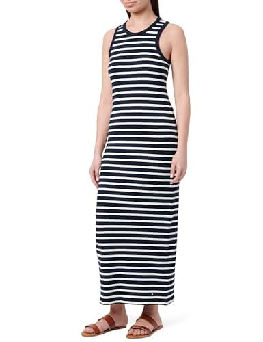 Tommy Hilfiger Abito Donna Midi Dress Slim Fit, Multicolore (Dark Night Navy/Ecru STP), XL