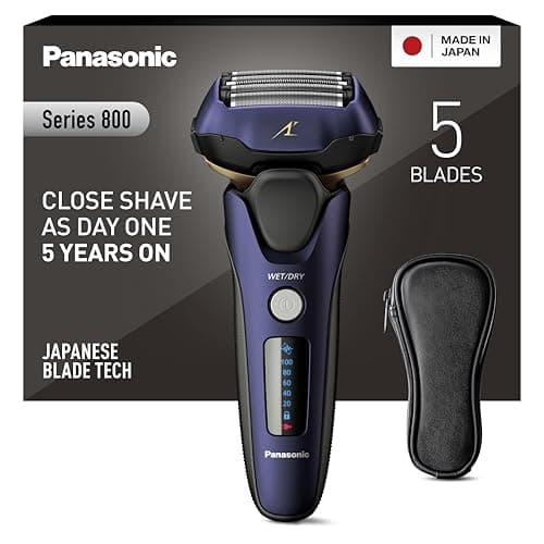 Panasonic Series 800 ES-LV67 Rasoio Wet and Dry, 5 Lame Su Testina Multidirezionale, Motore Lineare Ad Alta Velocità, Rasatura Precisa E Profonda, Tagliabasette A Scomparsa, Viola