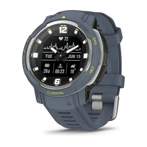 Garmin Instinct Crossover, Smartwatch ibrido, 45mm, Rugged design e Lancette Super-Luminova, Autonomia 28 giorni, +30 app multisport, GPS, Cardio, SpO2, Activity Tracker 24/7, Blue Granite