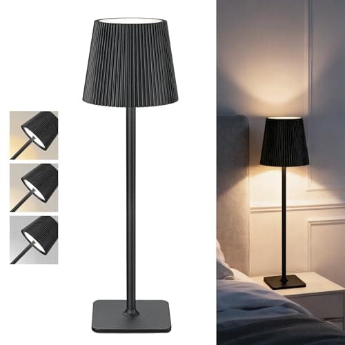 LuminexDesigns Lampada da Tavolo LED Senza Fili con Controllo Touch – Lampada Ricaricabile da 5200mAh Dimmerabile, IP54 Resistente all’Acqua – Perfetta per Interni ed Esterni, Nero