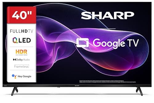 Sharp 40HF3365E - GOOGLE TV, 40" FHD, FRAMELESS, 60Hz, QLED, Google Assistant con microfono, Chromecast,Bluetooth, Sonido 2x8W, HDMIx3, USBx2, Colore nero