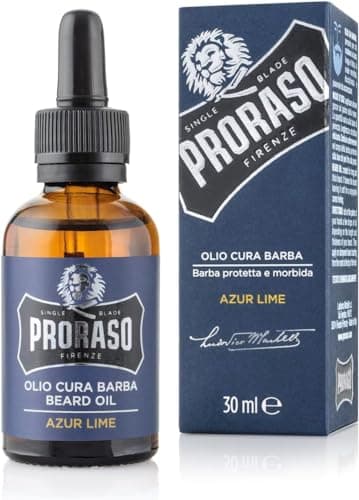 Proraso Olio Barba Azur Lime, 30ml, Olio da barba uomo con effetto ammorbidente e fragranza agrumata, Ideale per barba folta e lunga, Made in Italy