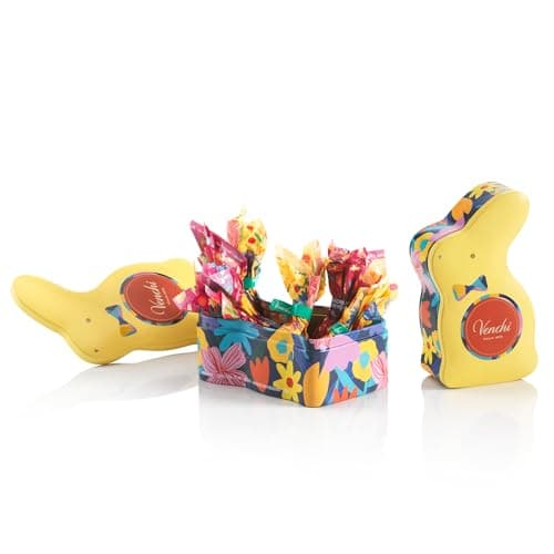 Venchi - Lattina a Forma di Coniglio, 66 Gr, 6 Ovetti Nocciolati Assortiti, Senza Glutine, Collezione Primavera Venchi Teresa Rego, Idea Regalo Festa della Mamma