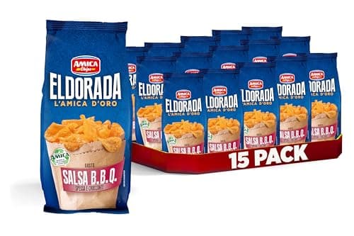 AMICA Chips | Eldorada Patatine Gusto Salsa Barbecue, Lenta Cottura, Taglio Spesso e Croccante, Senza Glutine, 15 Pezzi x 130 gr