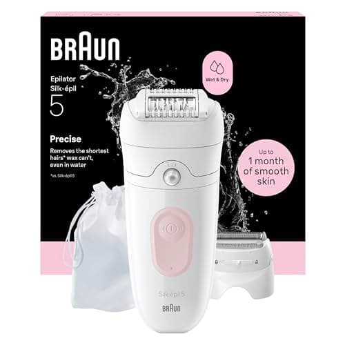 Braun Silk Epil 5 Epilatore Elettrico Donna, Rasoio Elettrico Donna, Wet&Dry, Rimozione Facile Peli, Pelle Liscia, Include Testina Radente E Cappuccio Regolatore, 5-030,Rosa Flamingo