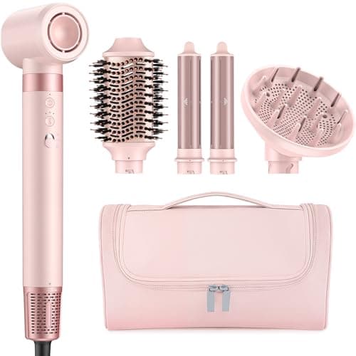 MESCOMB Hair Styler 5 in 1 Asciugacapelli con Diffusore, 110000 RPM Multifunzione Asciugatura Rapida, Nessun Danno Termico con Ricci, Liscio Volume Con Scatola Portaoggetti Adatto per Fare Regali